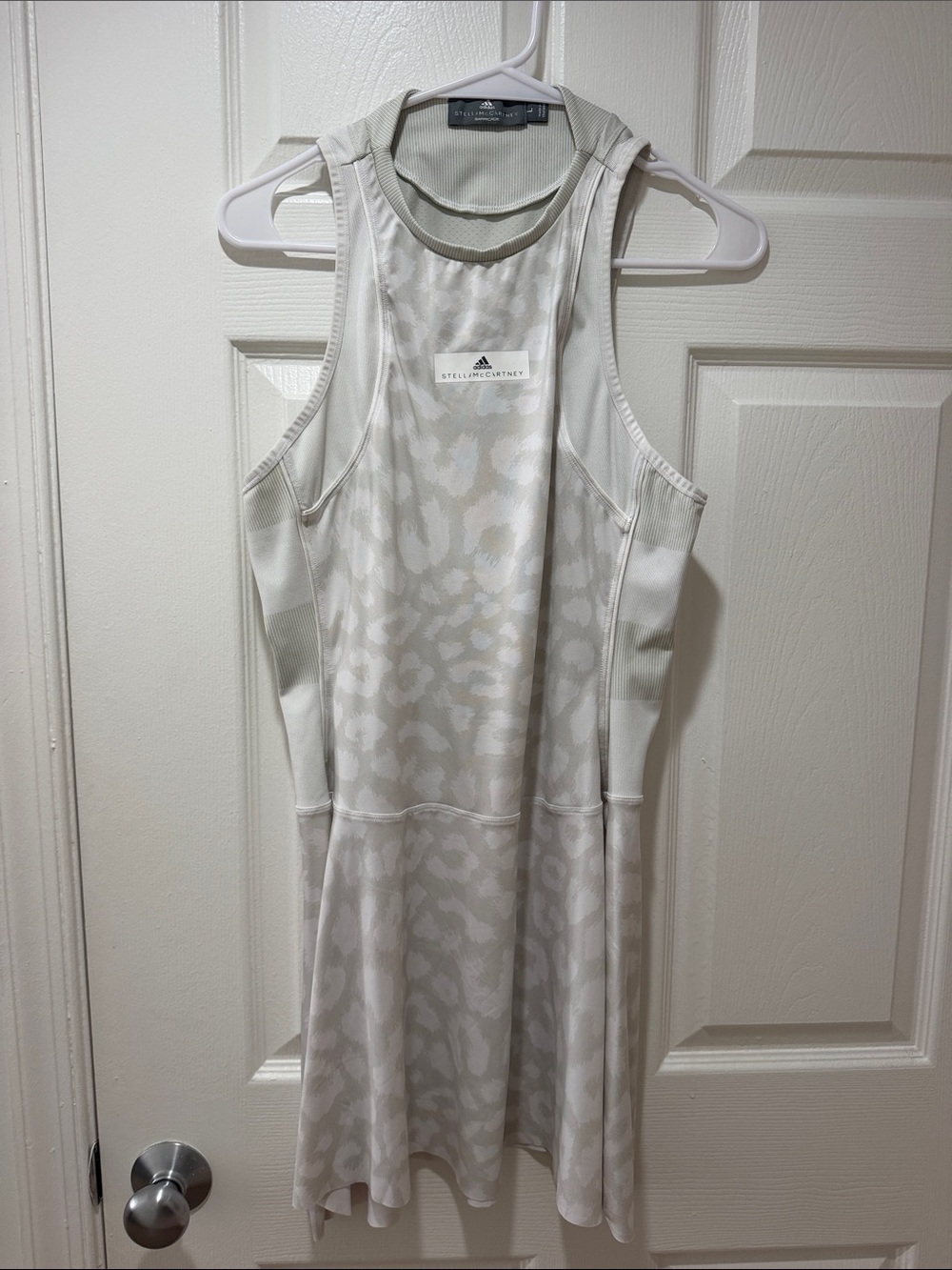 Adidas by Stella McCartney White Leopard-Print Active Tennis Dress L